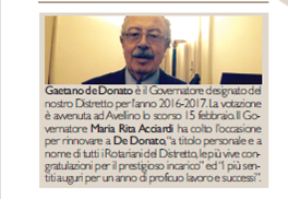 Gaetano de Donato Governatore designato 2016-2017