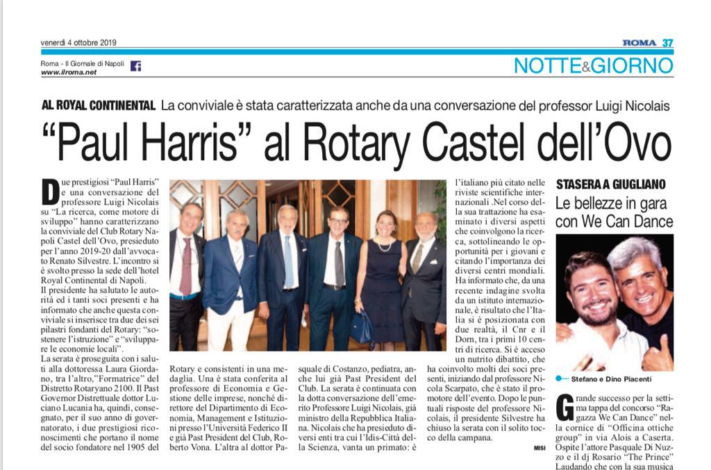 “Paul Harris al Castel dell’Ovo”  – 4 ottobre 2019