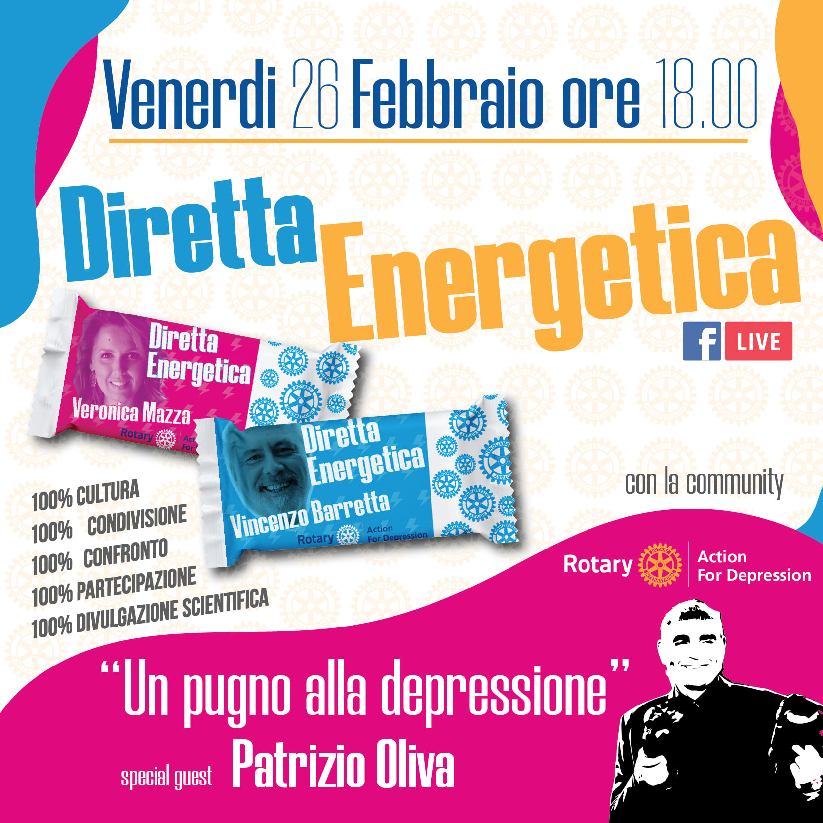 Rotary Action for Depression – “Diretta energetica” il 26 febbraio, ore 18.00 con Patrizio Oliva