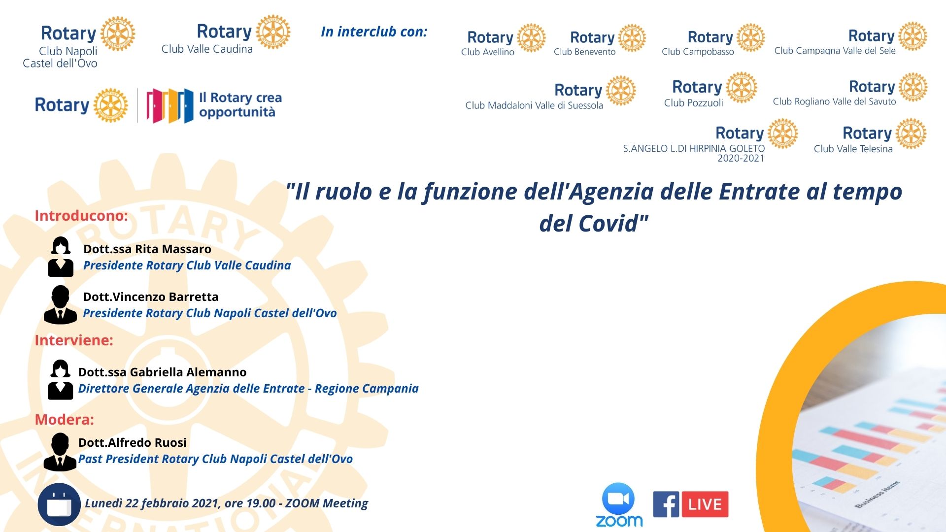 “Il ruolo e la funzione dell’Agenzia delle Entrate al tempo del Covid” – Conversazione rotariana, lunedì 22 febbraio, ore 19.00