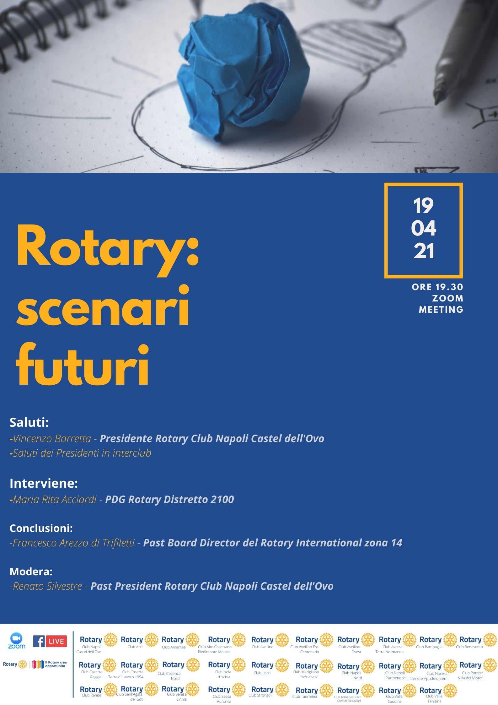 Rotary: scenari futuri. Una conversazione con la PDG Maria Rita Acciardi il 19 aprile