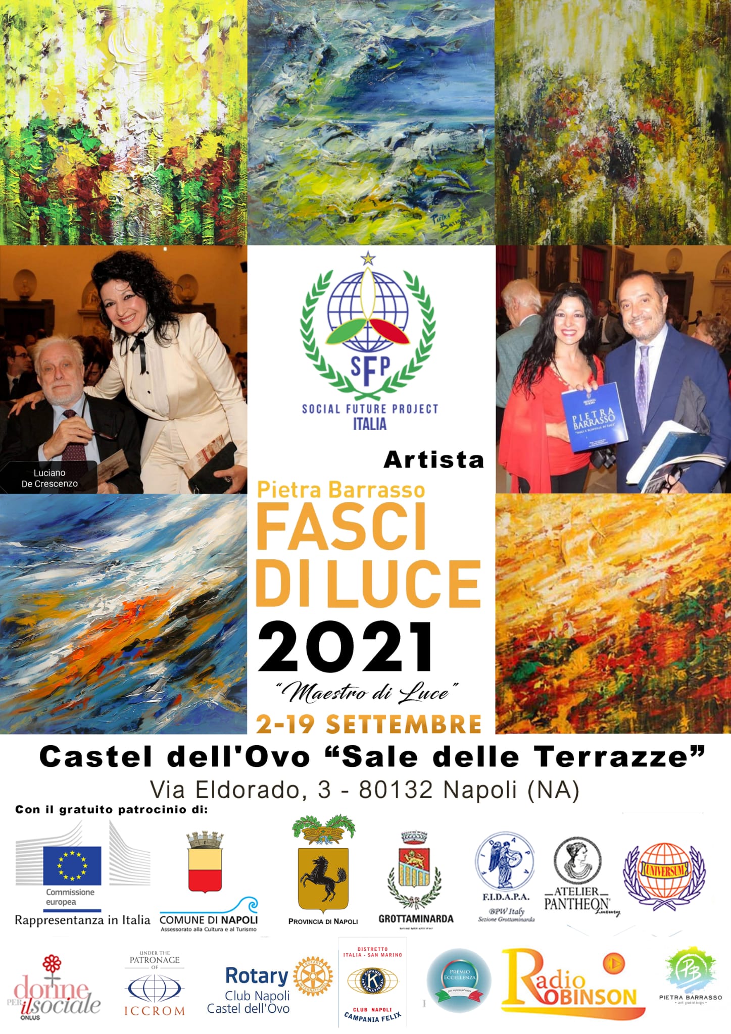 Sala delle Terrazze del Castel dell’Ovo: inaugurazione mostra artistica contemporanea “Fasci di Luce” di Pietra Barrasso