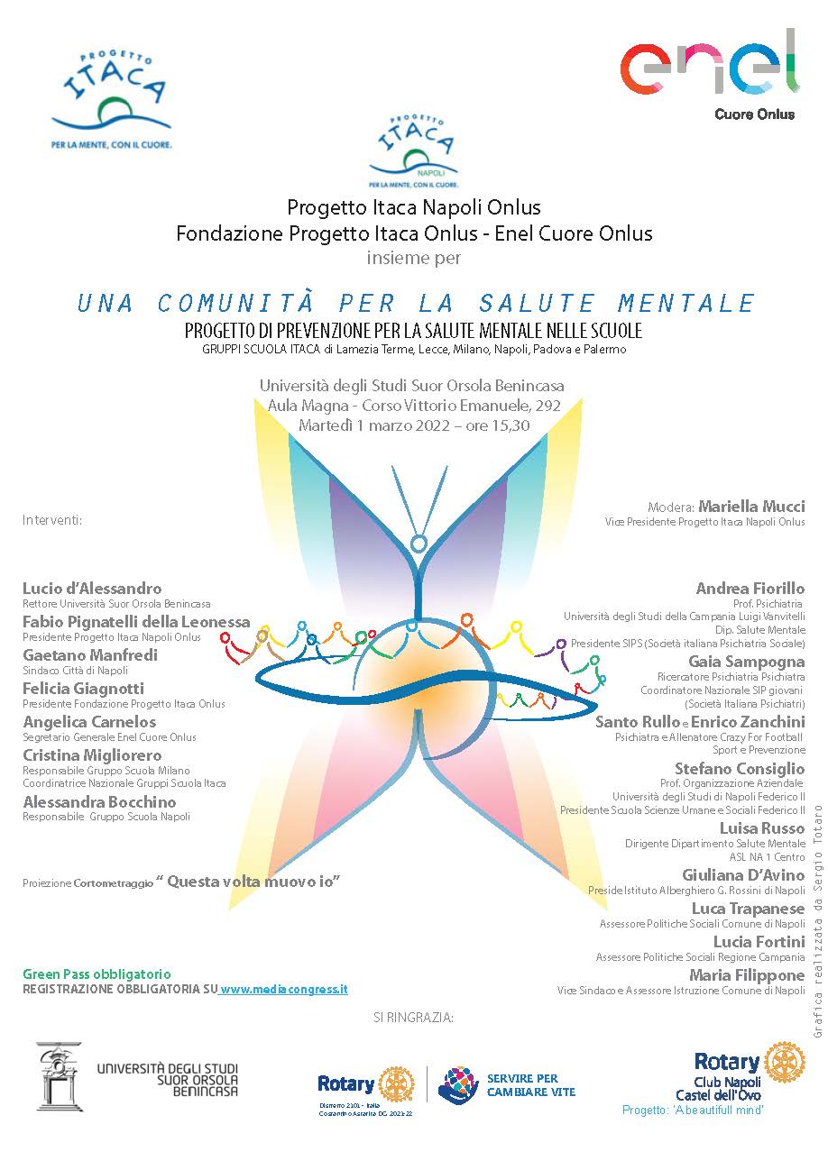 Progetto Itaca: tavola rotonda: “una comunità per la salute mentale – Napoli, martedì 1° marzo presso il Suor Orsola Benincasa