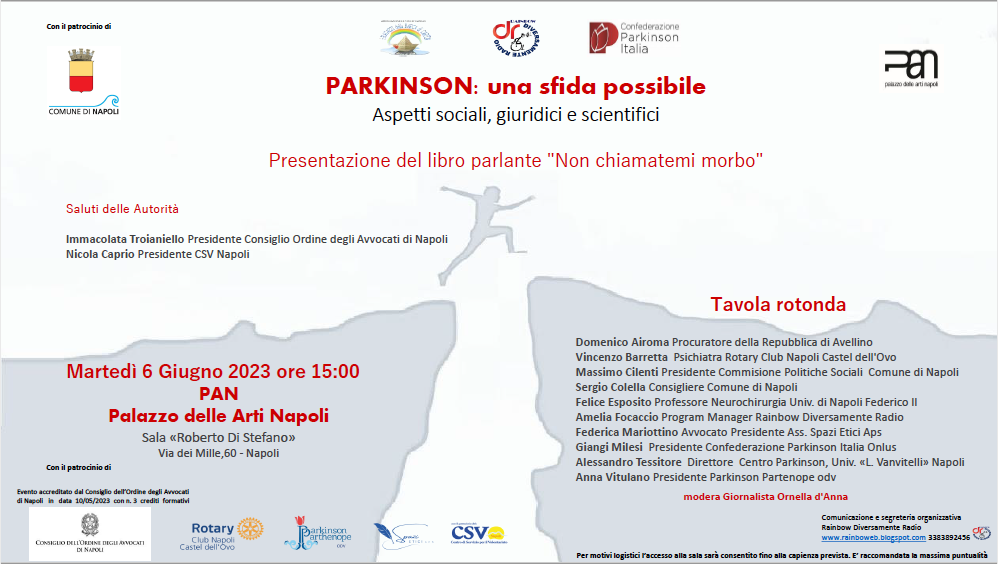 Il 6 giugno al PAN Convegno “Parkinson, una sfida possibile” con il patrocinio gratuito del Rotary Club Napoli Castel dell’Ovo