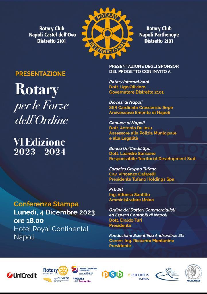 VI edizione “Rotary per le Forze dell’Ordine” Lunedì 4 dicembre la conferenza stampa di presentazione