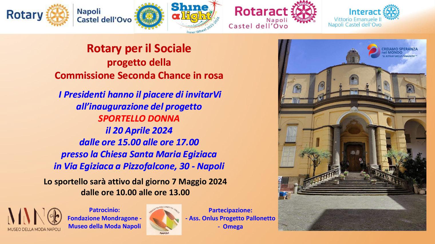 Rotary per il sociale: Sportello Donna – presentazione sabato 20 aprile alla Chiesa Santa Maria Egiziaca a Pizzofalcone