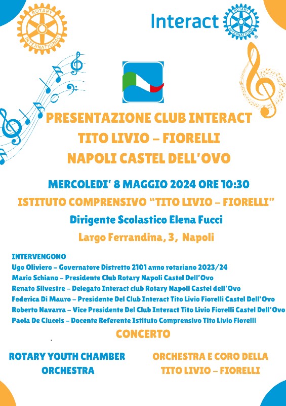 l’8 maggio presentazione dell’Interact Tito Livio/Fiorelli – Rotary Napoli Castel dell’Ovo